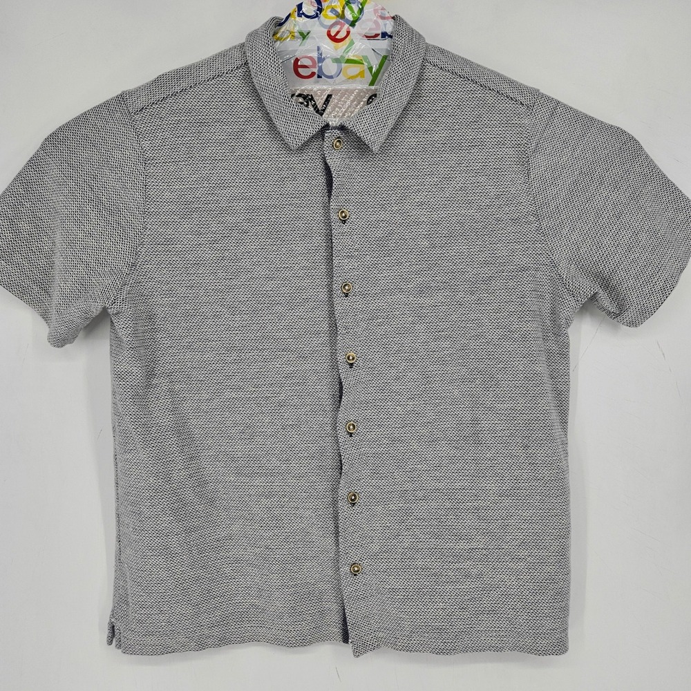 Carbon 2 Cobalt Shirt Mens Large Button Up Short Sleeve Gray Casual Preppy